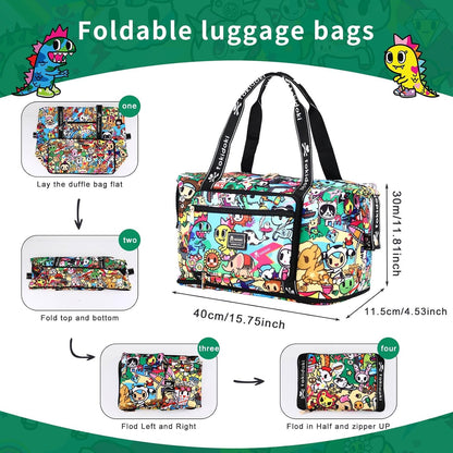 Unicorno Foldable Duffle Bag for Travel, 40L Expandable Weekender Bags with Trolley Sleeve Overnight Bags for Travelling(Black)