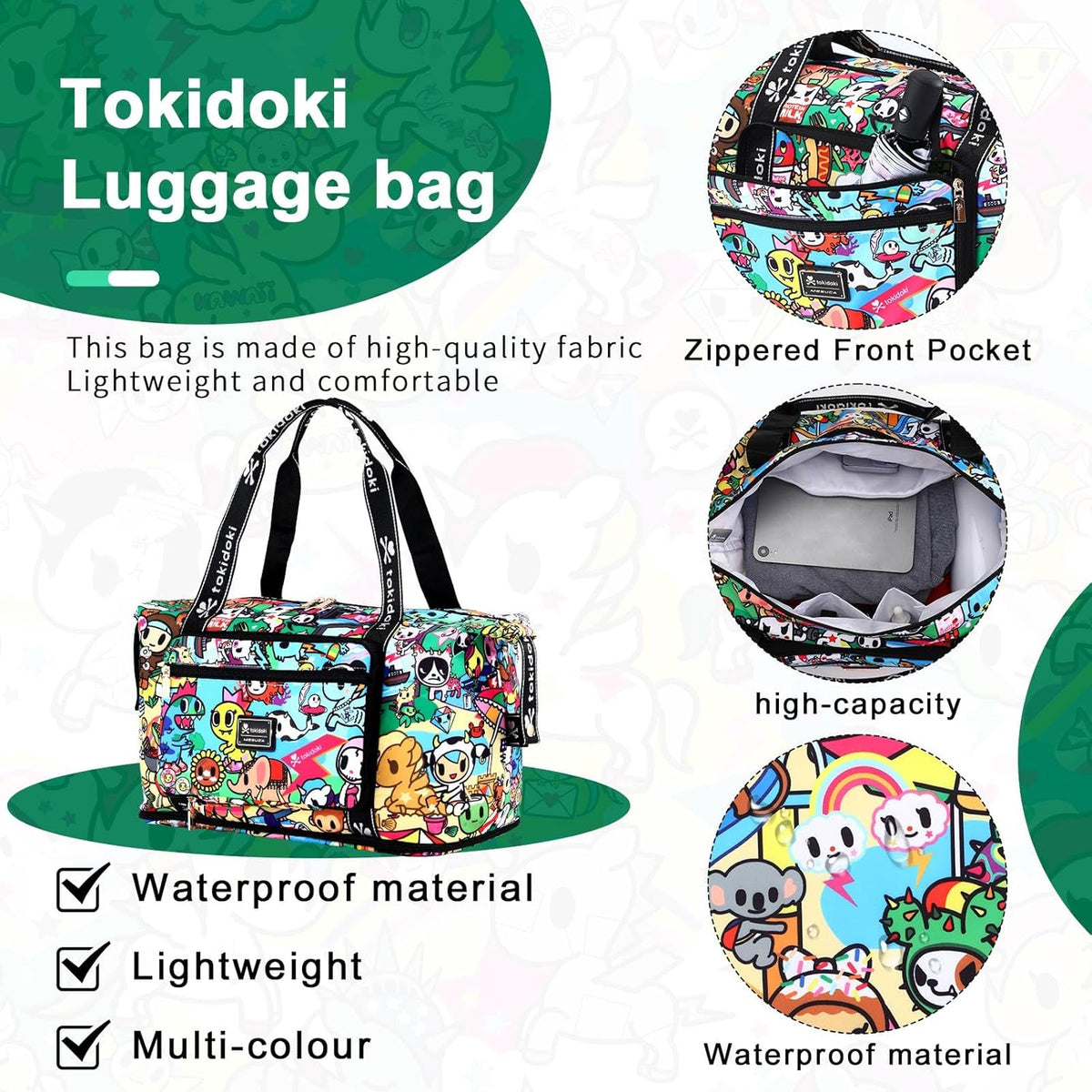 Unicorno Foldable Duffle Bag for Travel, 40L Expandable Weekender Bags with Trolley Sleeve Overnight Bags for Travelling(Black)