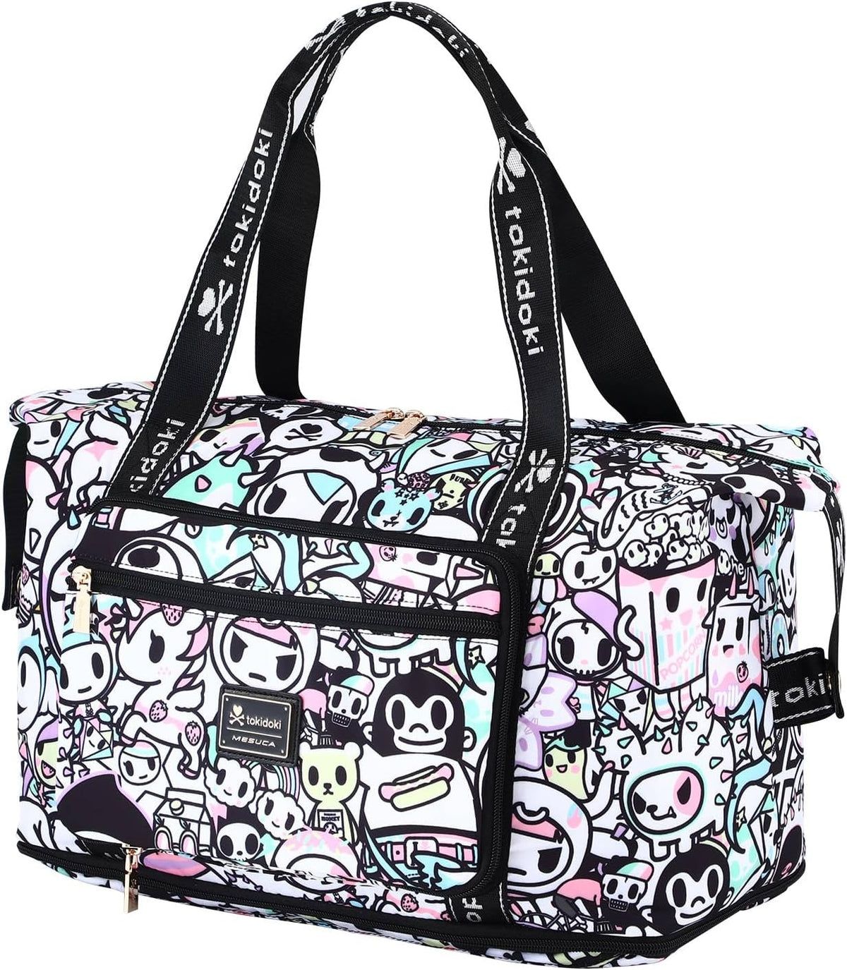 Unicorno Foldable Duffle Bag for Travel, 40L Expandable Weekender Bags with Trolley Sleeve Overnight Bags for Travelling(Black)