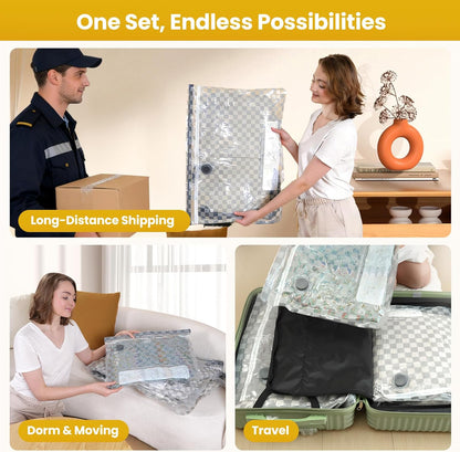 Travel Essentials set, Vacuum Bags for Travel with Digital Display air Pump,18 PCS Combo Size for Luggage and Suitcase,Space Saver for Clothes