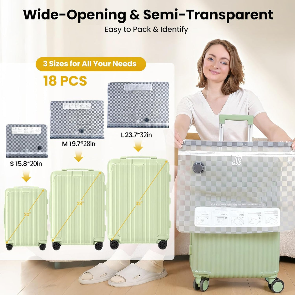 Travel Essentials set, Vacuum Bags for Travel with Digital Display air Pump,18 PCS Combo Size for Luggage and Suitcase,Space Saver for Clothes