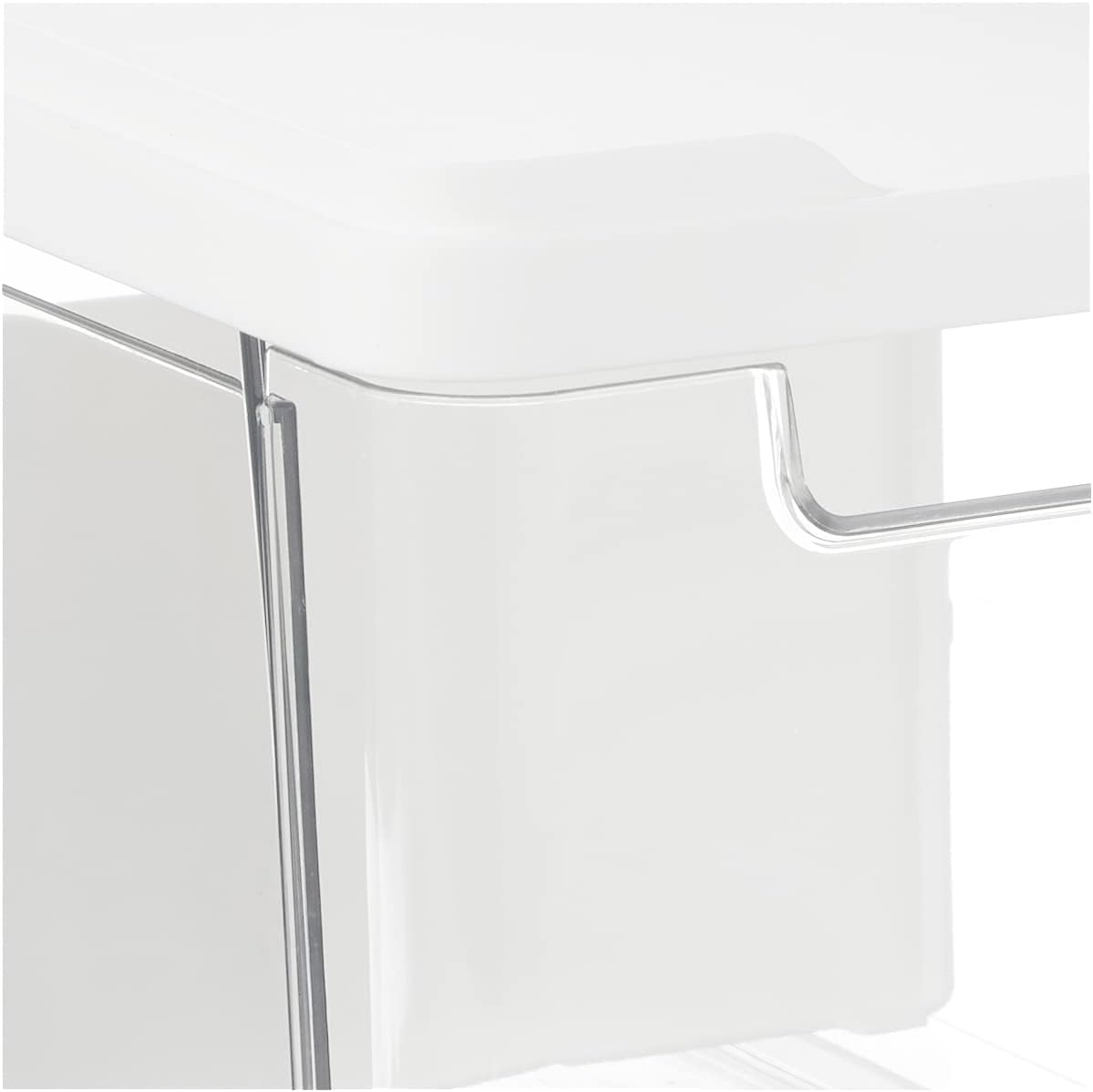 The Sarah Tanno Collection Medium Stacking Cosmetic Drawer Organizer with Lid and Divider, Clear/White