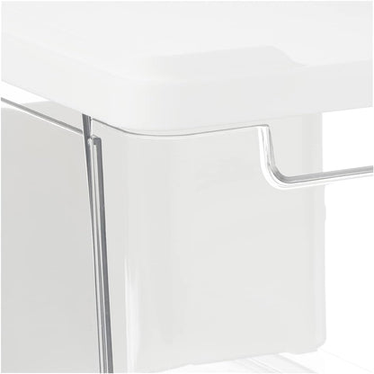 The Sarah Tanno Collection Medium Stacking Cosmetic Drawer Organizer with Lid and Divider, Clear/White