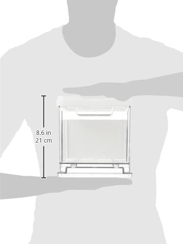 The Sarah Tanno Collection Medium Stacking Cosmetic Drawer Organizer with Lid and Divider, Clear/White