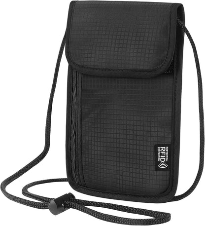 Likesing 5.5" L x 7.9" W Travel Neck Wallet, RFID Passport Holder (Grey) | RFID Blocking Passport Holder for Travel, Security Lightweight Passport Travel Wallet, Neck Pouch Gifts for Women Men