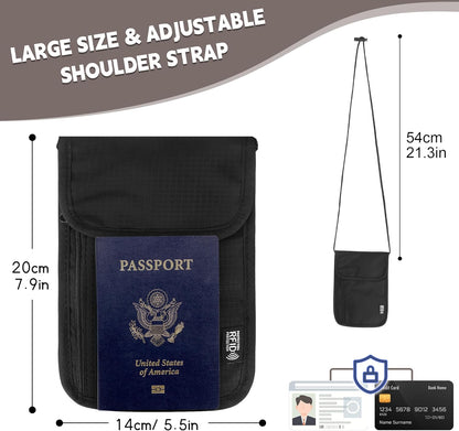 Likesing 5.5" L x 7.9" W Travel Neck Wallet, RFID Passport Holder (Grey) | RFID Blocking Passport Holder for Travel, Security Lightweight Passport Travel Wallet, Neck Pouch Gifts for Women Men