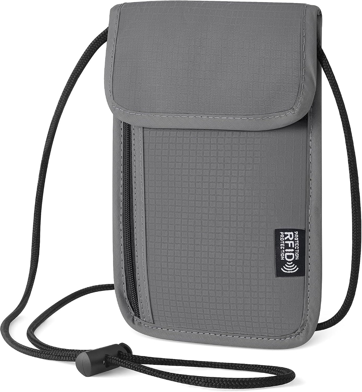 Likesing 5.5" L x 7.9" W Travel Neck Wallet, RFID Passport Holder (Grey) | RFID Blocking Passport Holder for Travel, Security Lightweight Passport Travel Wallet, Neck Pouch Gifts for Women Men