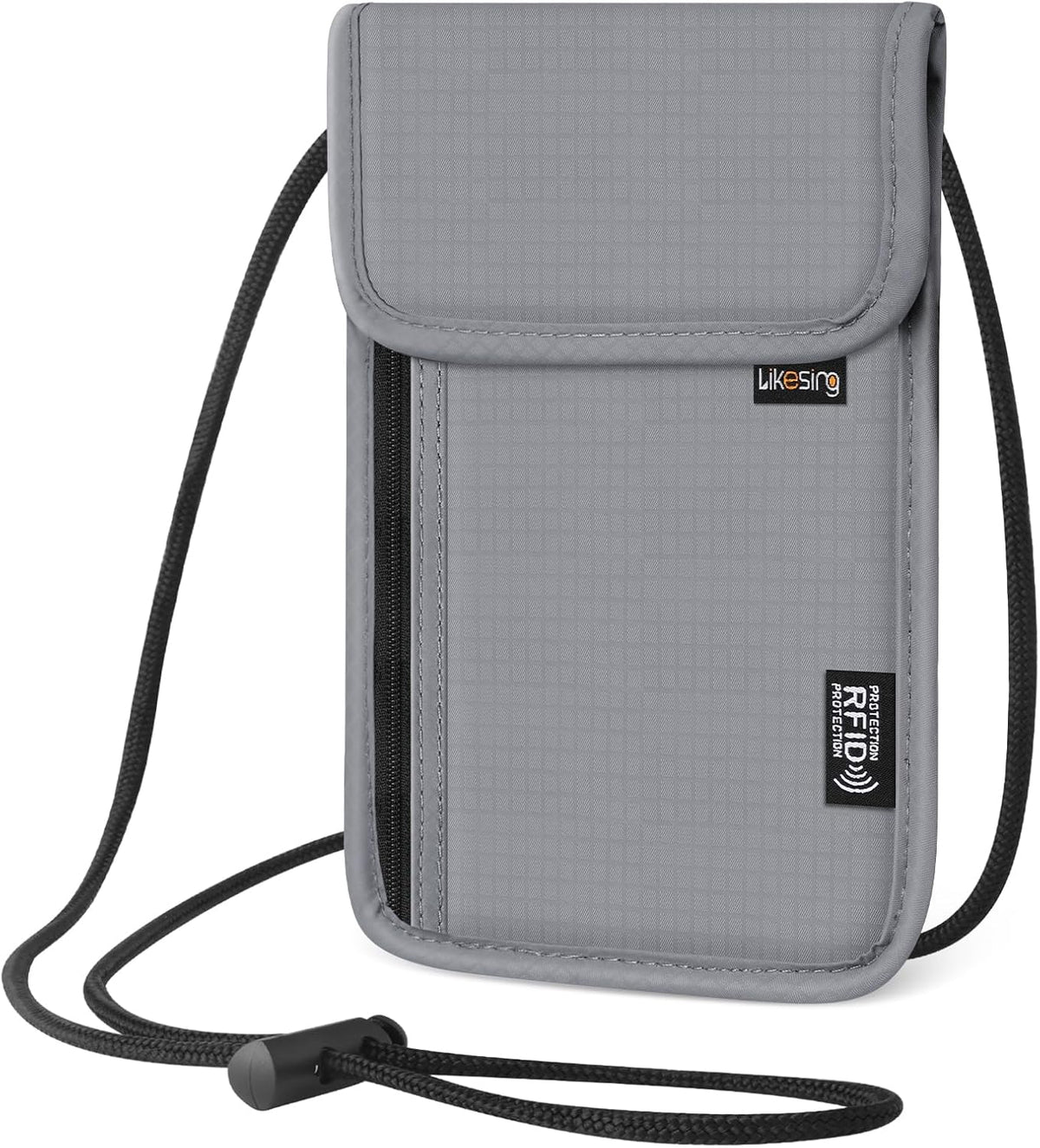 Likesing 5.5" L x 7.9" W Travel Neck Wallet, RFID Passport Holder (Grey) | RFID Blocking Passport Holder for Travel, Security Lightweight Passport Travel Wallet, Neck Pouch Gifts for Women Men