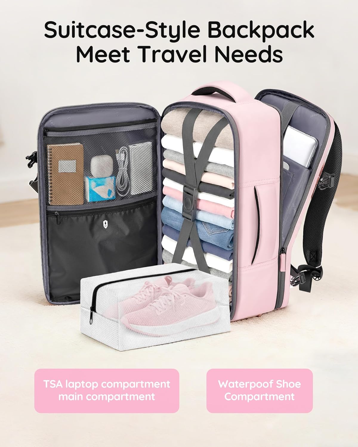 Airline Approved Carry on Backpack, Womens Weekender Travel Bag | Luggage 15.6 Inch Laptop Backpack with Water Bottle Pocket & Shoe Pouch, Travel Gifts for Frend Outdoor Weekend, Peacock Blue