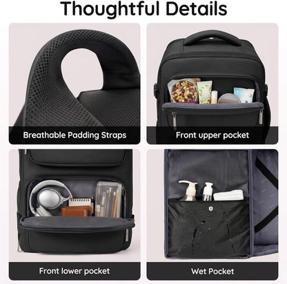 Airline Approved Carry on Backpack, Womens Weekender Travel Bag | Luggage 15.6 Inch Laptop Backpack with Water Bottle Pocket & Shoe Pouch, Travel Gifts for Frend Outdoor Weekend, Peacock Blue