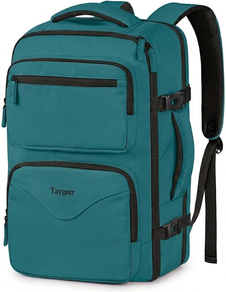 Airline Approved Carry on Backpack, Womens Weekender Travel Bag | Luggage 15.6 Inch Laptop Backpack with Water Bottle Pocket & Shoe Pouch, Travel Gifts for Frend Outdoor Weekend, Peacock Blue