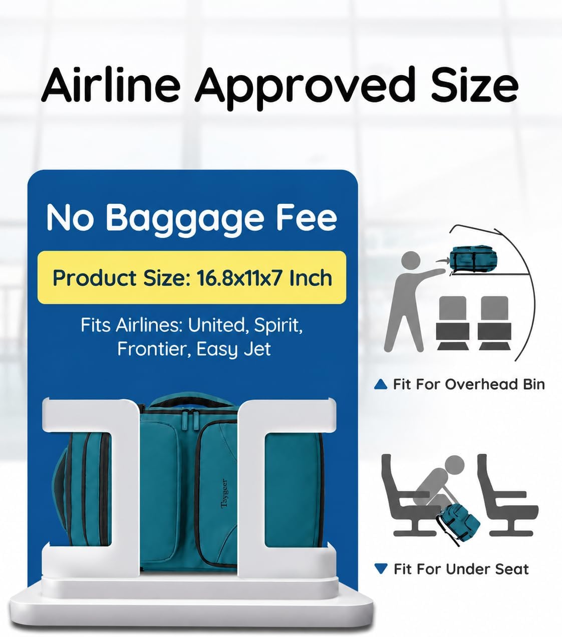 Airline Approved Carry on Backpack, Womens Weekender Travel Bag | Luggage 15.6 Inch Laptop Backpack with Water Bottle Pocket & Shoe Pouch, Travel Gifts for Frend Outdoor Weekend, Peacock Blue