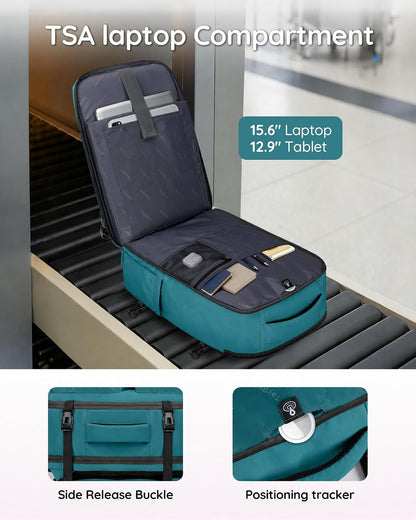 Airline Approved Carry on Backpack, Womens Weekender Travel Bag | Luggage 15.6 Inch Laptop Backpack with Water Bottle Pocket & Shoe Pouch, Travel Gifts for Frend Outdoor Weekend, Peacock Blue