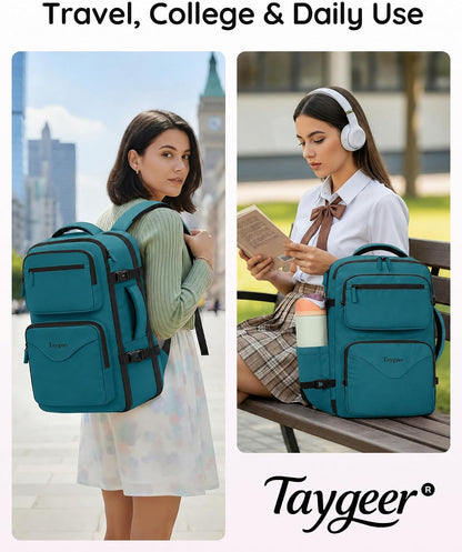 Airline Approved Carry on Backpack, Womens Weekender Travel Bag | Luggage 15.6 Inch Laptop Backpack with Water Bottle Pocket & Shoe Pouch, Travel Gifts for Frend Outdoor Weekend, Peacock Blue