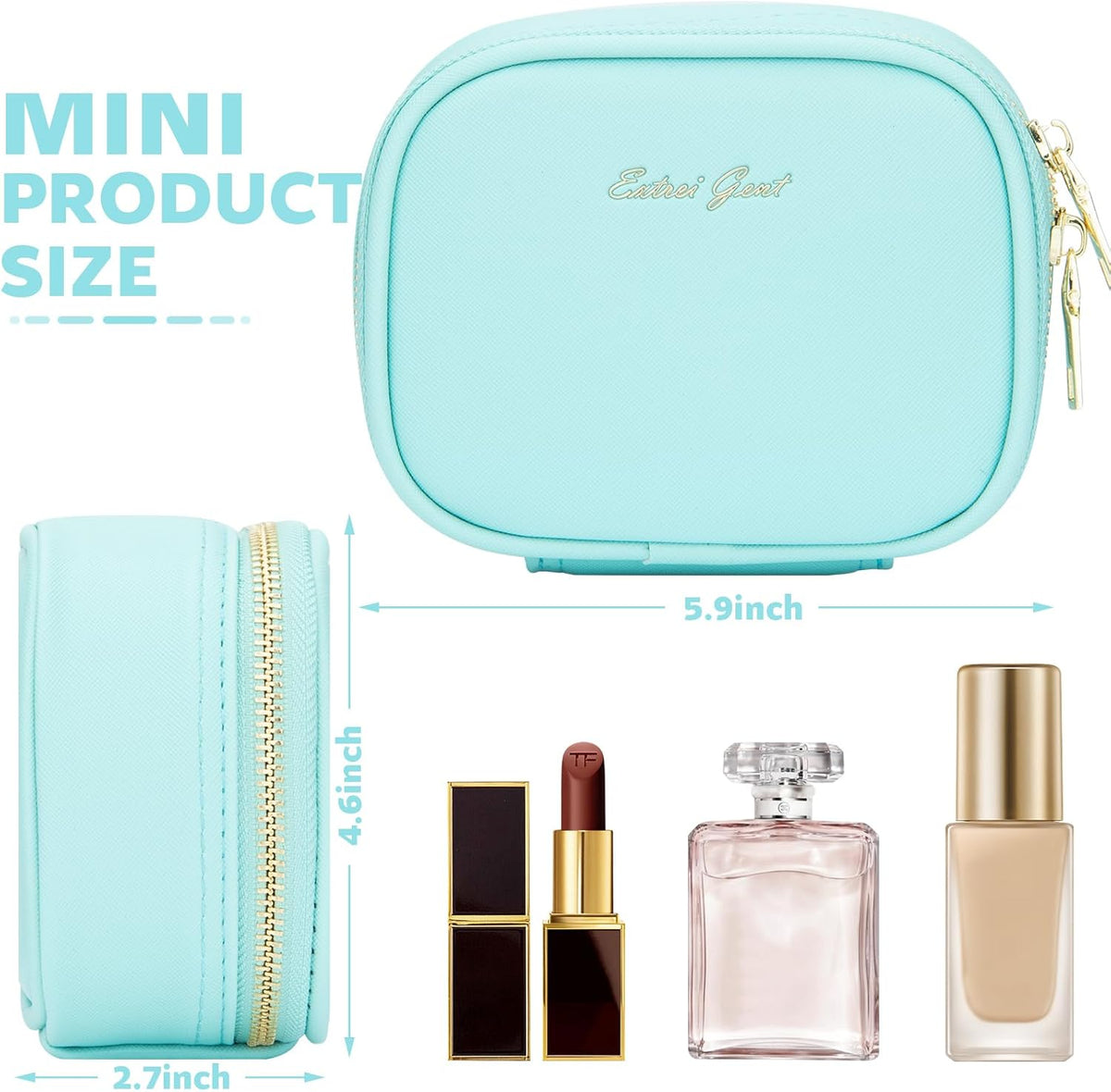 Mini Makeup Bag with Led Mirror, Small Travel Make up Bag 3 Light Modes Adjustable Brightness, for Women Organizer Cosmetic Bag, Portable Travel Train Toiletry Bag, for Pool Parties Work Touch-Ups