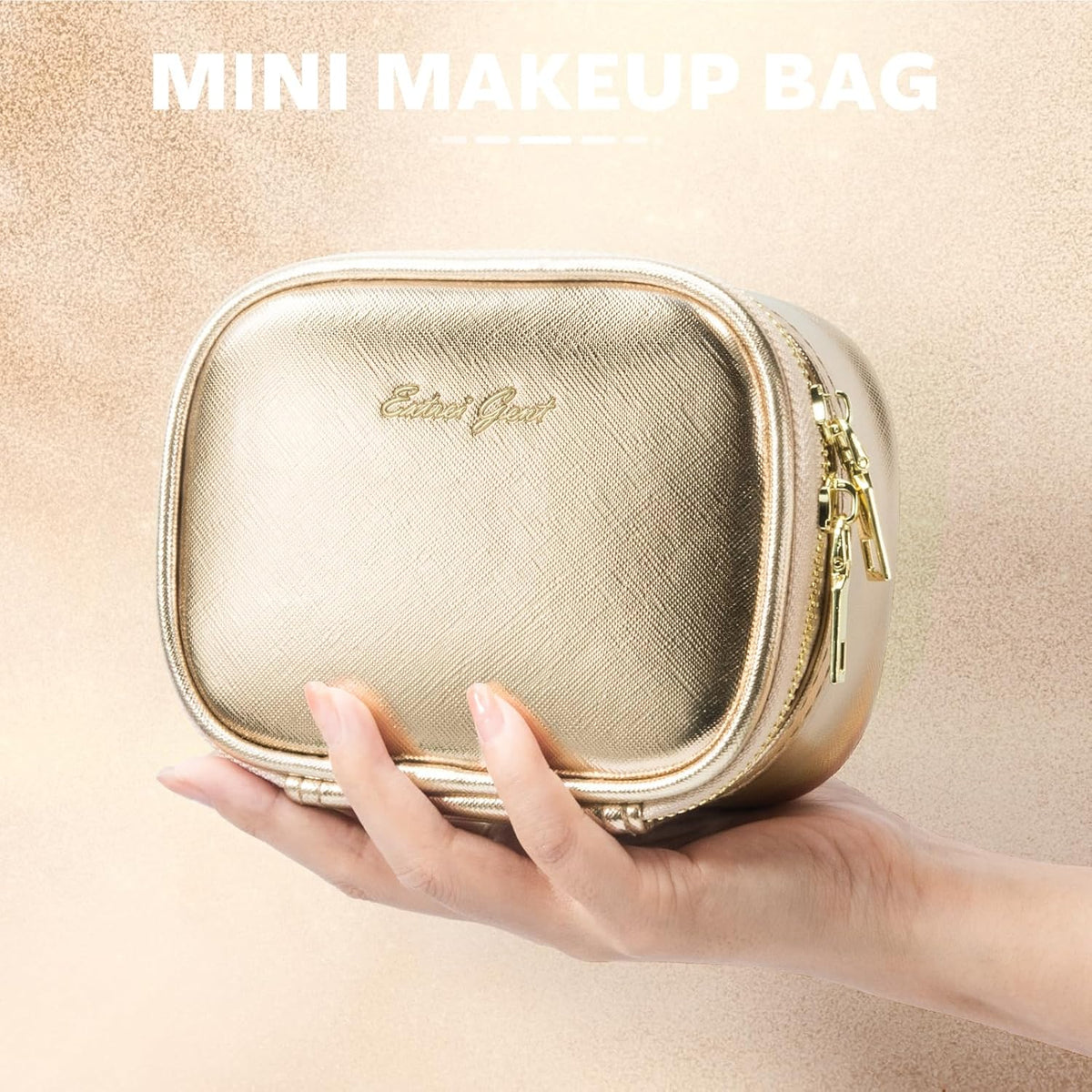Mini Makeup Bag with Led Mirror, Small Travel Make up Bag 3 Light Modes Adjustable Brightness, for Women Organizer Cosmetic Bag, Portable Travel Train Toiletry Bag, for Pool Parties Work Touch-Ups
