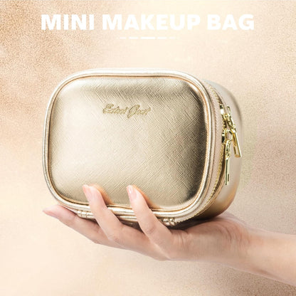 Mini Makeup Bag with Led Mirror, Small Travel Make up Bag 3 Light Modes Adjustable Brightness, for Women Organizer Cosmetic Bag, Portable Travel Train Toiletry Bag, for Pool Parties Work Touch-Ups