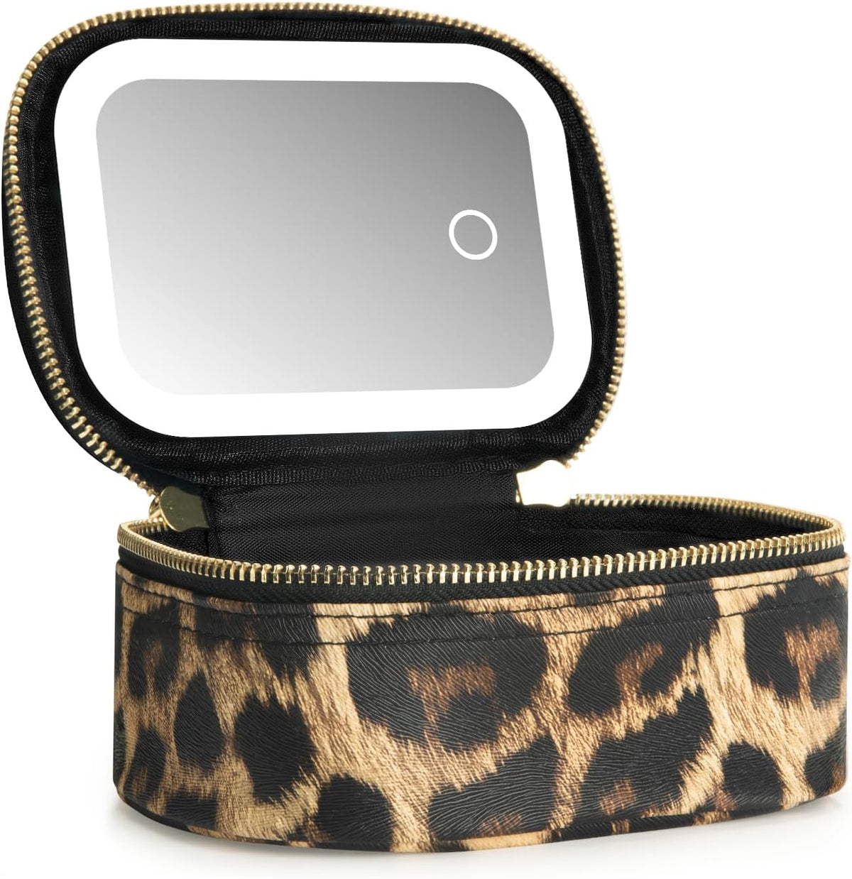 Mini Makeup Bag with Led Mirror, Small Travel Make up Bag 3 Light Modes Adjustable Brightness, for Women Organizer Cosmetic Bag, Portable Travel Train Toiletry Bag, for Pool Parties Work Touch-Ups