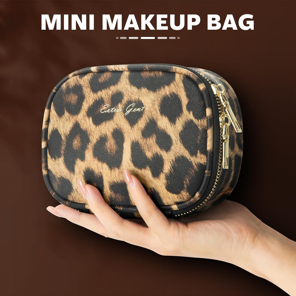 Mini Makeup Bag with Led Mirror, Small Travel Make up Bag 3 Light Modes Adjustable Brightness, for Women Organizer Cosmetic Bag, Portable Travel Train Toiletry Bag, for Pool Parties Work Touch-Ups