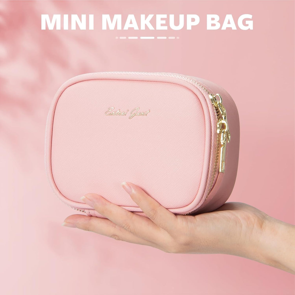 Mini Makeup Bag with Led Mirror, Small Travel Make up Bag 3 Light Modes Adjustable Brightness, for Women Organizer Cosmetic Bag, Portable Travel Train Toiletry Bag, for Pool Parties Work Touch-Ups