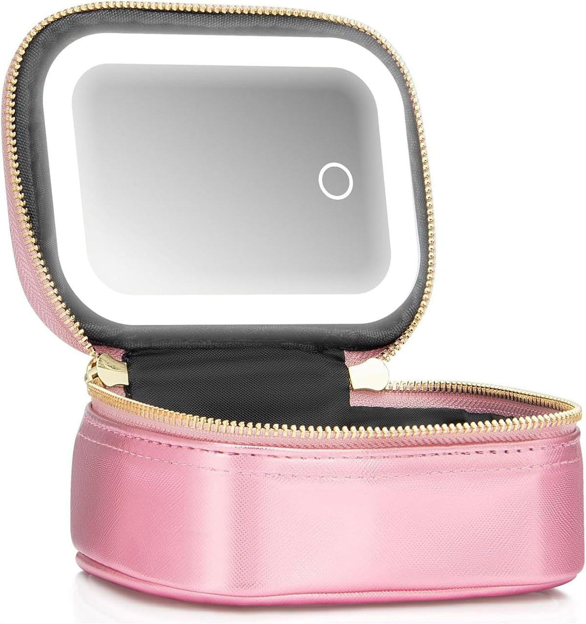 Mini Makeup Bag with Led Mirror, Small Travel Make up Bag 3 Light Modes Adjustable Brightness, for Women Organizer Cosmetic Bag, Portable Travel Train Toiletry Bag, for Pool Parties Work Touch-Ups