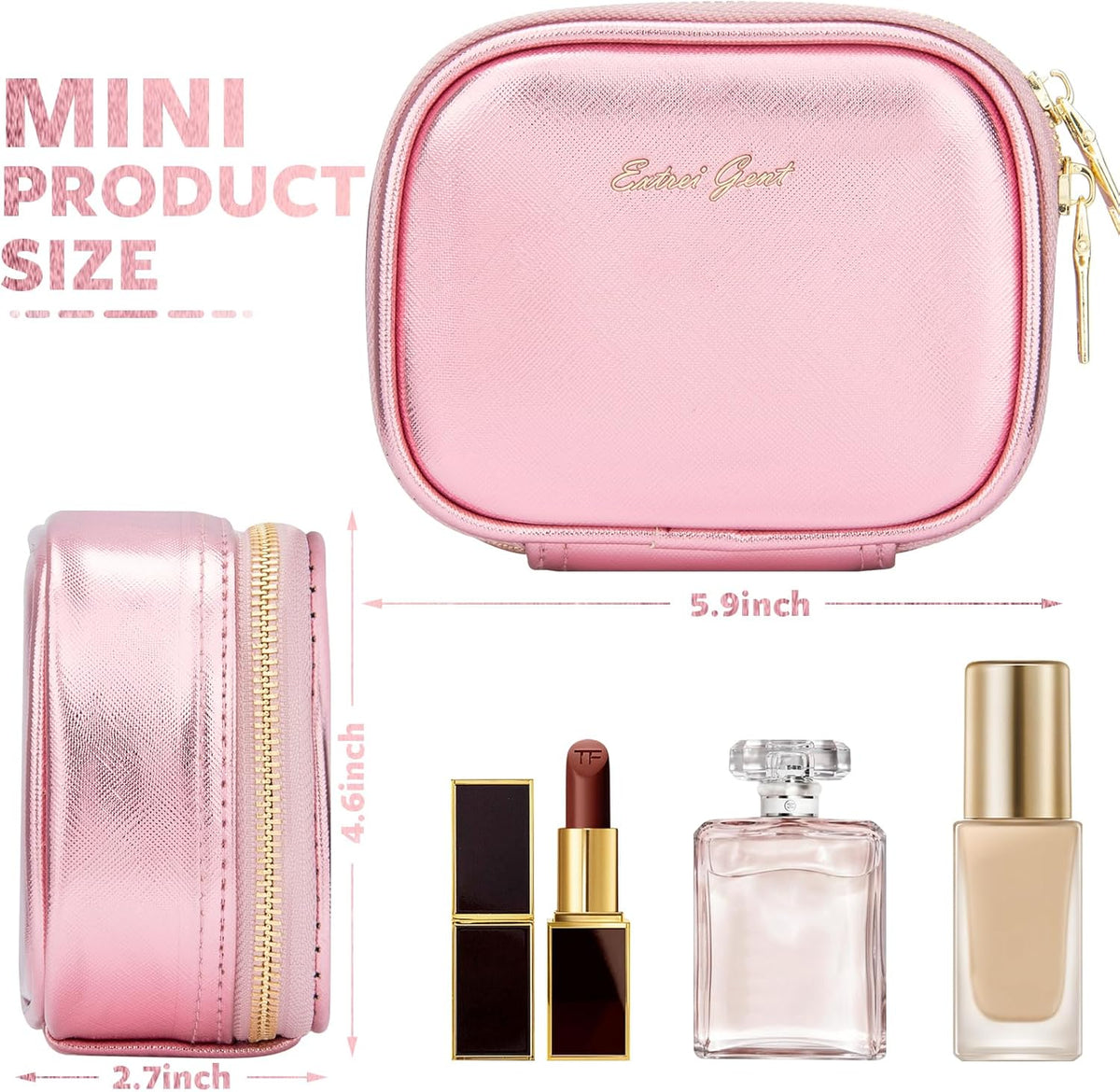 Mini Makeup Bag with Led Mirror, Small Travel Make up Bag 3 Light Modes Adjustable Brightness, for Women Organizer Cosmetic Bag, Portable Travel Train Toiletry Bag, for Pool Parties Work Touch-Ups