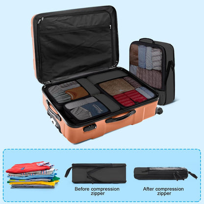 4 PCS Set Compression Packing Cubes for Travel, Lightweight Packaging Organizer Bags for Carry On Space Saving, Travel Essentials Cubes for Suitcase Backpack, Beige