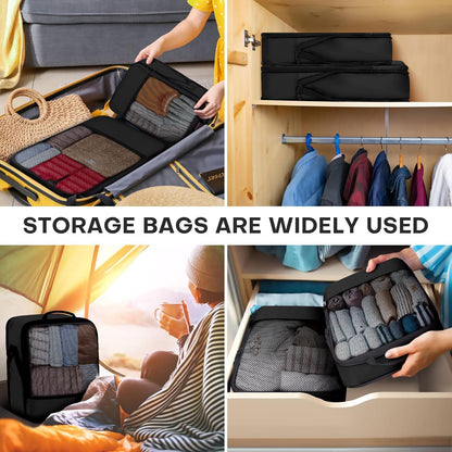 4 PCS Set Compression Packing Cubes for Travel, Lightweight Packaging Organizer Bags for Carry On Space Saving, Travel Essentials Cubes for Suitcase Backpack, Beige