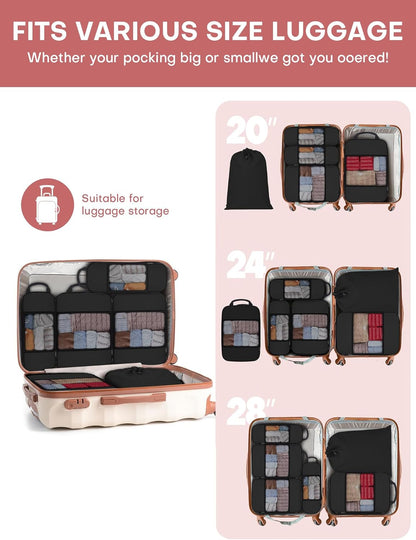 4 PCS Set Compression Packing Cubes for Travel, Lightweight Packaging Organizer Bags for Carry On Space Saving, Travel Essentials Cubes for Suitcase Backpack, Beige