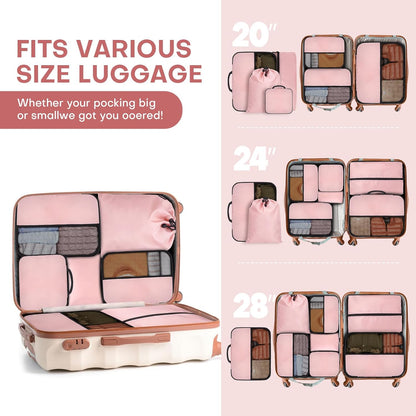 4 PCS Set Compression Packing Cubes for Travel, Lightweight Packaging Organizer Bags for Carry On Space Saving, Travel Essentials Cubes for Suitcase Backpack, Beige