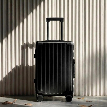 20 Inch Premium All Aluminum Carry On Luggage 22x14x9 Airline Approved Zipperless Hard Shell Suitcase with TSA Lock Silent Spinner Wheels for Business Travel,Black