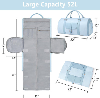 2 in 1 Convertible Garment Duffle Bags for Travel Foldable Carry On Garment Bag