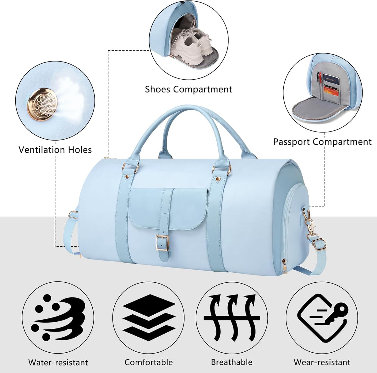 2 in 1 Convertible Garment Duffle Bags for Travel Foldable Carry On Garment Bag
