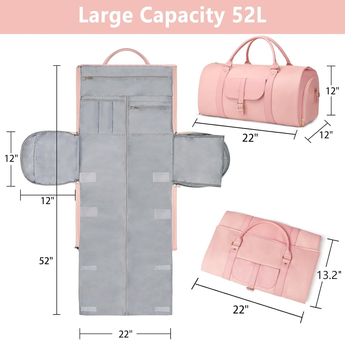 2 in 1 Convertible Garment Duffle Bags for Travel Foldable Carry On Garment Bag