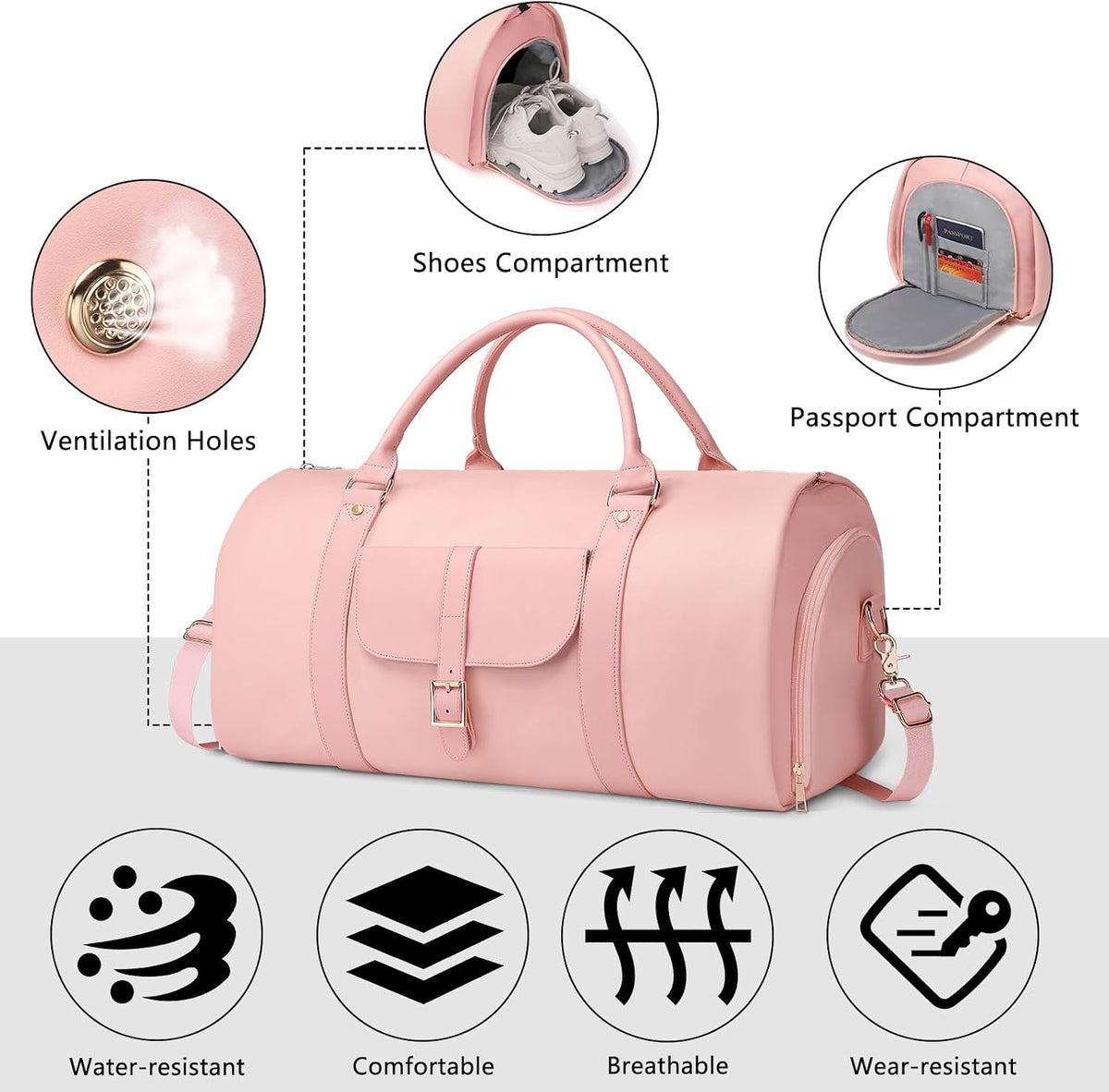 2 in 1 Convertible Garment Duffle Bags for Travel Foldable Carry On Garment Bag