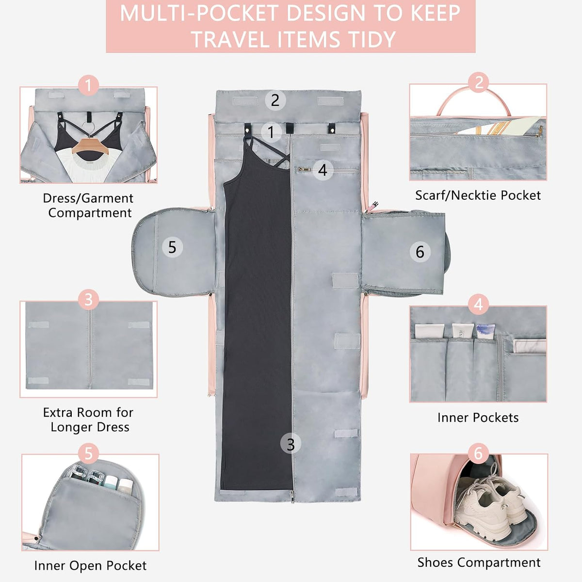 2 in 1 Convertible Garment Duffle Bags for Travel Foldable Carry On Garment Bag
