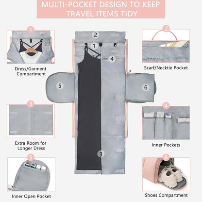 2 in 1 Convertible Garment Duffle Bags for Travel Foldable Carry On Garment Bag