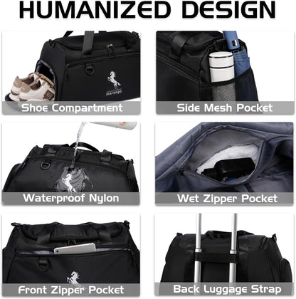 Gym Bag for Women & Men Lightweight Travel Duffle Bag with Shoe & Wet Compartment - for Travel, Sports, Dance, Yoga & Swimming Workout, Gifts for Women, Pink
