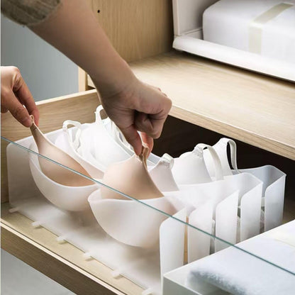 Underwear Storage box 6-piece set - PP plastic drawer divider Portable wardrobe organizer storage Travel bra White