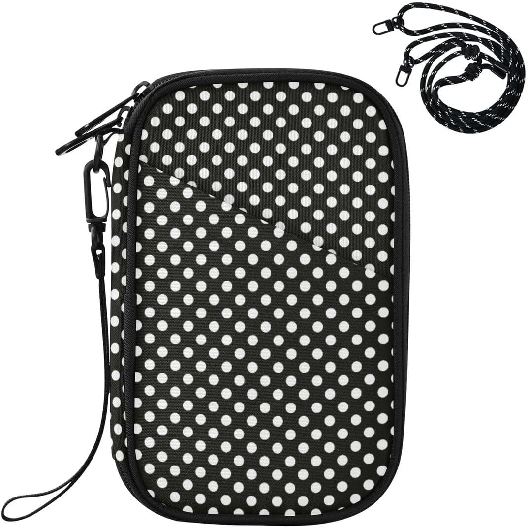 Polka Dot Black White Passport Holder Family Passport Wallet | for Women Men Rfid Blocking Passport Holders Bag Travel Document Organizer with Zipper