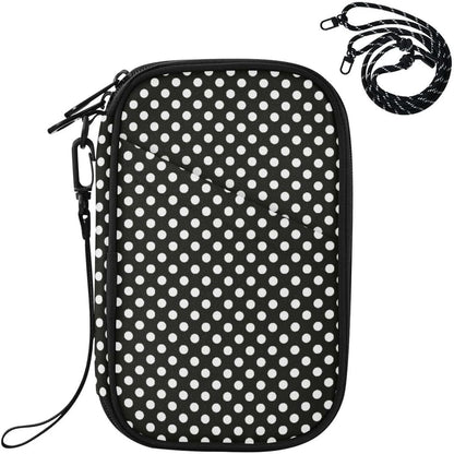 Polka Dot Black White Passport Holder Family Passport Wallet | for Women Men Rfid Blocking Passport Holders Bag Travel Document Organizer with Zipper