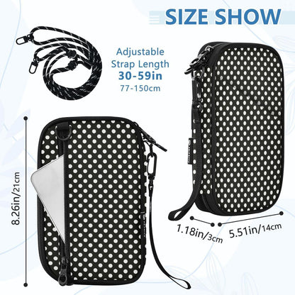 Polka Dot Black White Passport Holder Family Passport Wallet | for Women Men Rfid Blocking Passport Holders Bag Travel Document Organizer with Zipper