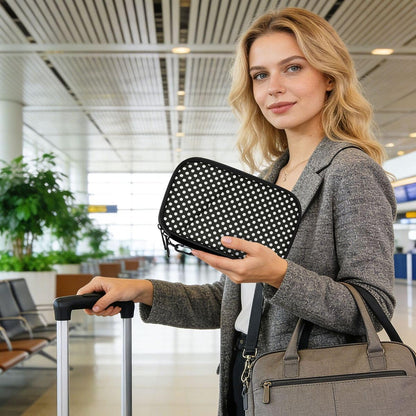 Polka Dot Black White Passport Holder Family Passport Wallet | for Women Men Rfid Blocking Passport Holders Bag Travel Document Organizer with Zipper