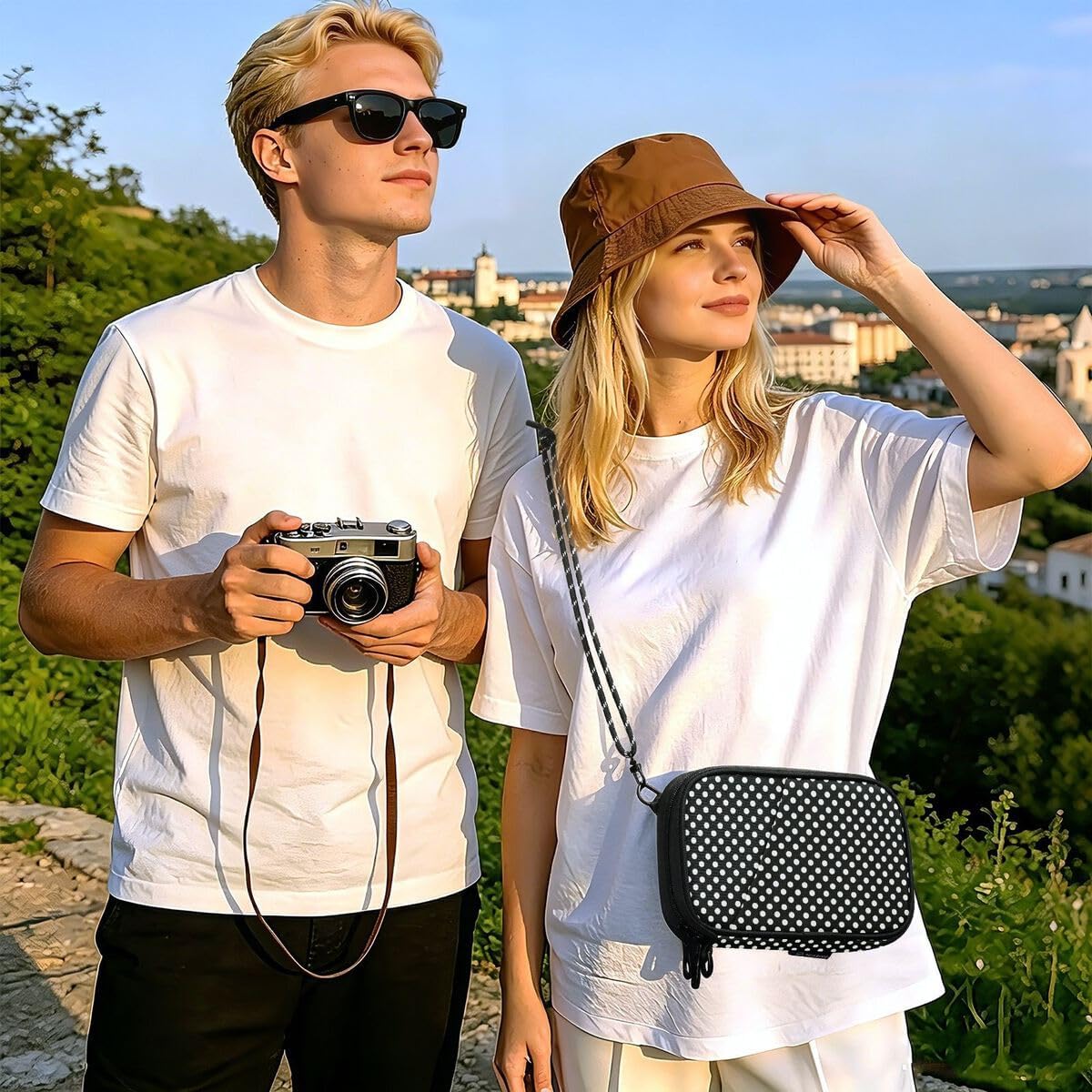 Polka Dot Black White Passport Holder Family Passport Wallet | for Women Men Rfid Blocking Passport Holders Bag Travel Document Organizer with Zipper