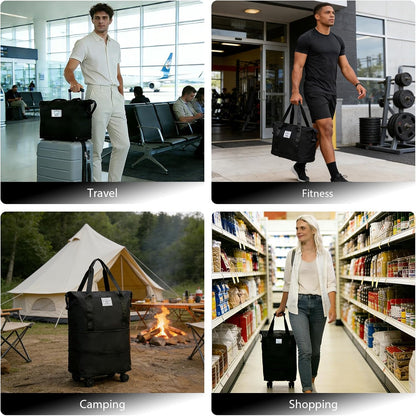 18-40L Rolling Duffle Bag with Wheels,Expandable Foldable Luggagelarge Expandable Travel rolling bag,Wheeled Travel Duffel Weekend Bags,Lightweight Carry-On Luggage for Gym, Camping, Business Trip