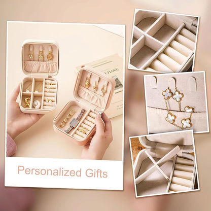 Personalized Travel Jewelry Box with Name and Birth Flower Mothers Day Mom Gifts,Personalized Bridesmaid Gifts for Women Custom Small Travel Jewelry Case