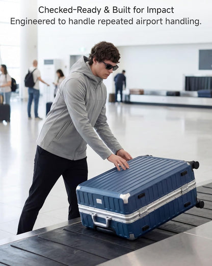 Carry On Luggage with Spinner Wheels, 8010S Aluminum Frame Zipperless Polycarbonate Hard Shell Suitcase (ZX-Core, Charcoal Metallic, 20 Inch)