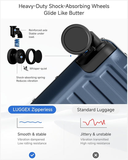 Carry On Luggage with Spinner Wheels, 8010S Aluminum Frame Zipperless Polycarbonate Hard Shell Suitcase (ZX-Core, Charcoal Metallic, 20 Inch)
