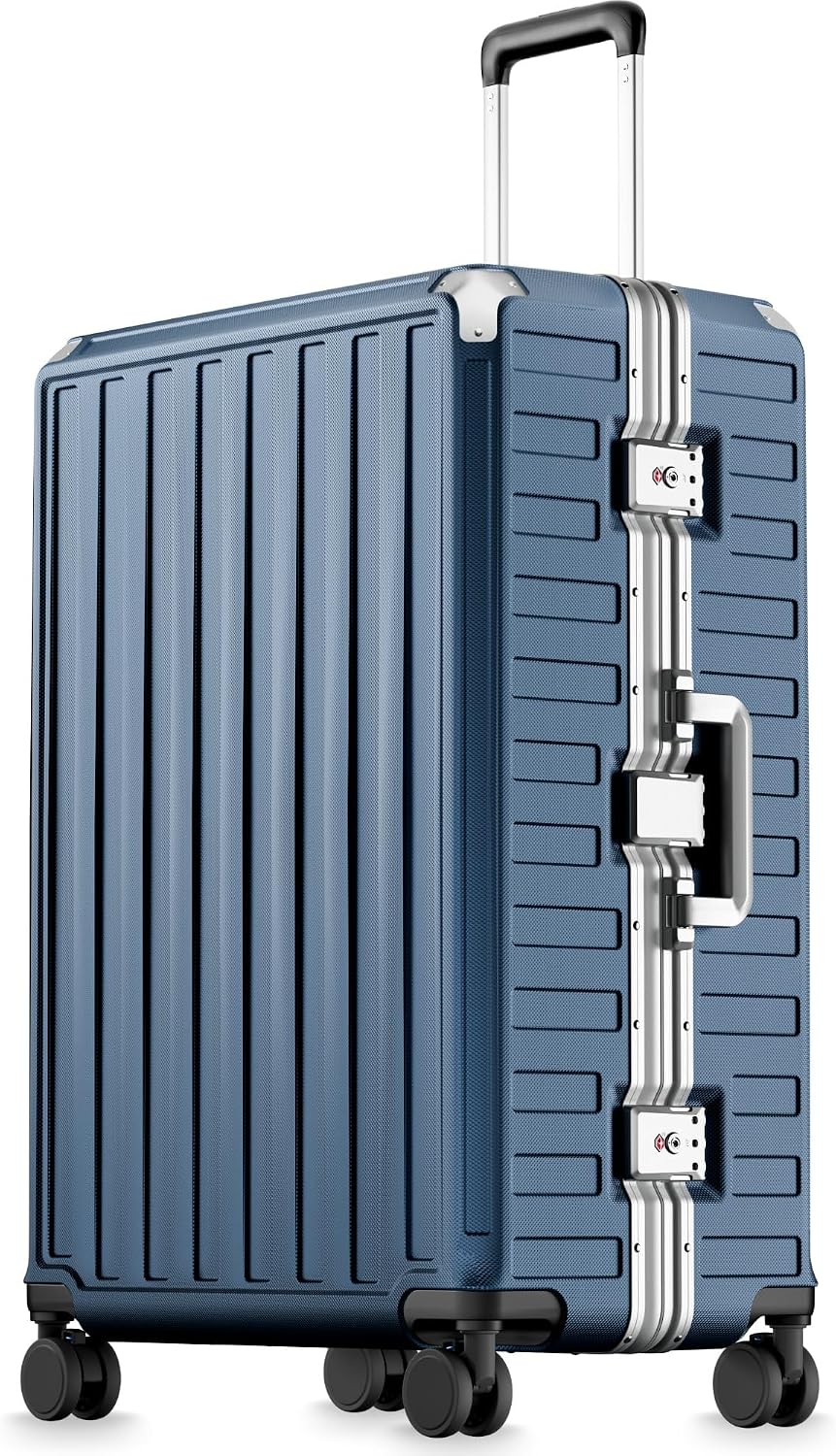Carry On Luggage with Spinner Wheels, 8010S Aluminum Frame Zipperless Polycarbonate Hard Shell Suitcase (ZX-Core, Charcoal Metallic, 20 Inch)