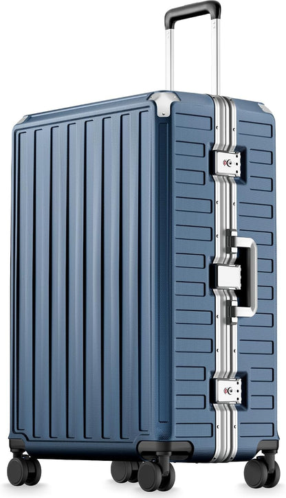 Carry On Luggage with Spinner Wheels, 8010S Aluminum Frame Zipperless Polycarbonate Hard Shell Suitcase (ZX-Core, Charcoal Metallic, 20 Inch)